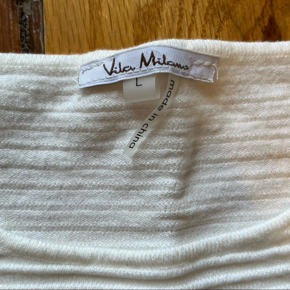 Vila Milano size Large Cream colored long sleeve ribbed tunic length sweater - Picture 3 of 7
